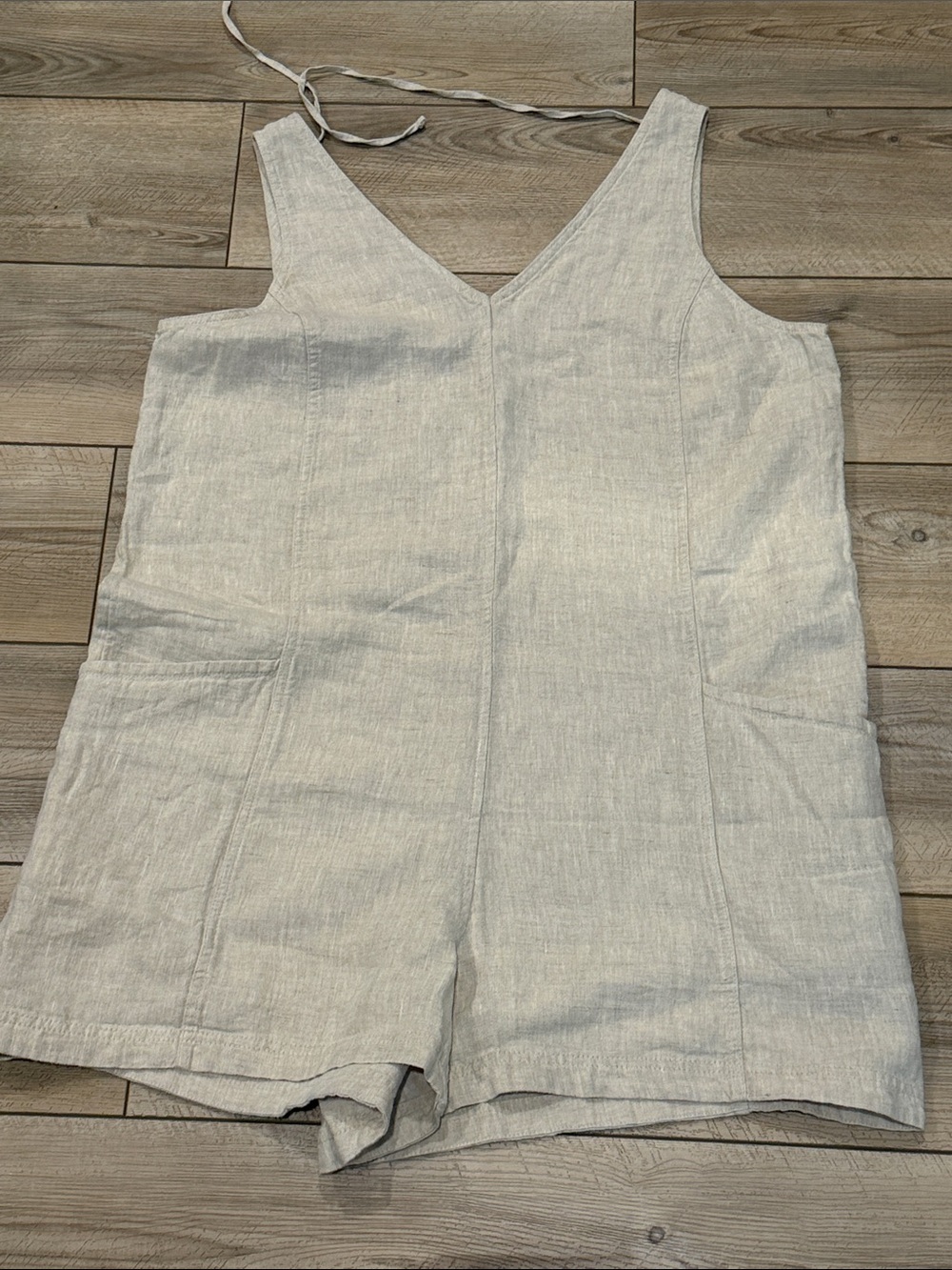 Athleta Lightweight V-Neck Linen Romper in Natural
